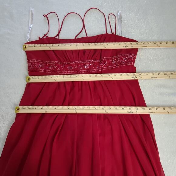 David's bridal Vintage Y2K Fairy Grunge Babydoll women's gown ruby red Size 16 - Picture 6 of 7